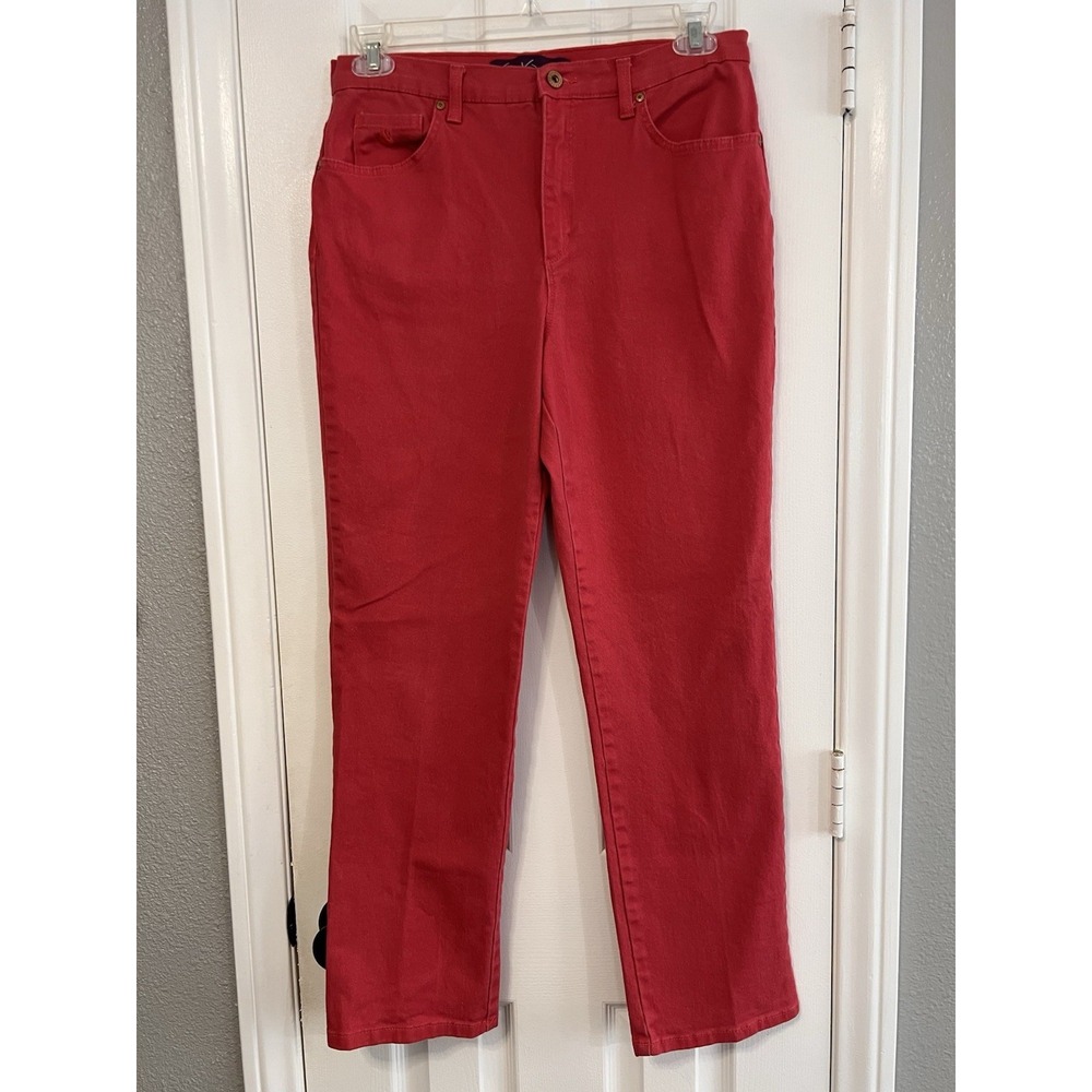 Gloria Vanderbilt Amanda Jeans Womens 12  Red Straight Leg High Rise Stretch